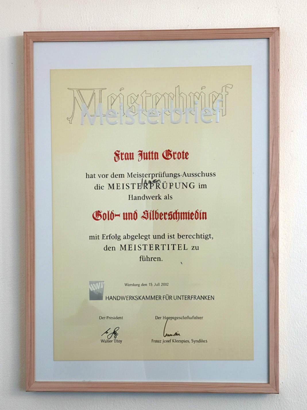 Jutta Grote Goldschmiedemeisterin in Köln